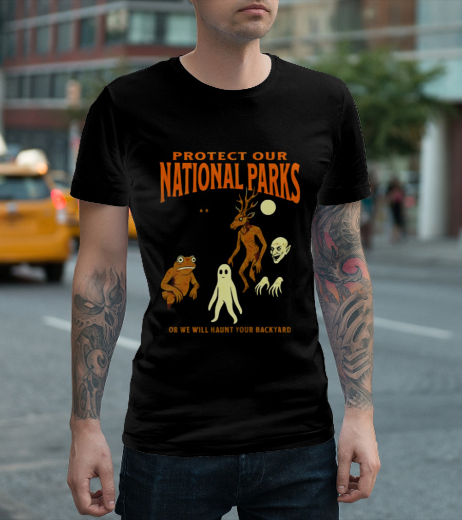 Protect Our National Parks Or We Will Haunt Your Backyard Deer Frog Ghost Skulls T-Shirt