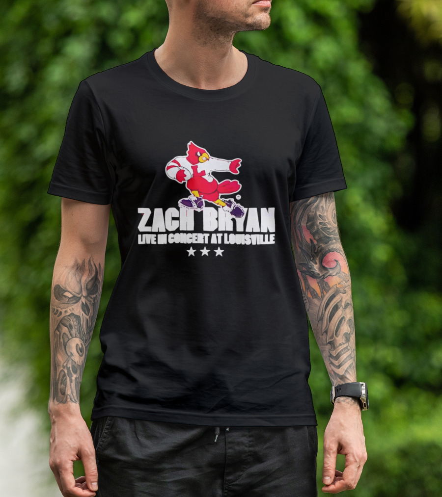 Zach Bryan Live In Concert At Louisville Cardinals 2026 Tour With Heaven Stars Exclusive T-Shirt