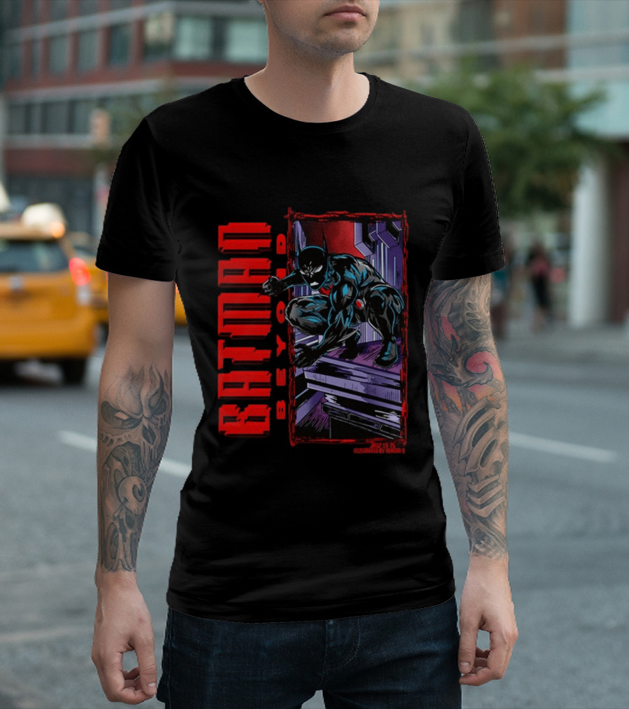Batman Beyond Combat Readiness Stance Dynamic Gotham City Scene T-Shirt