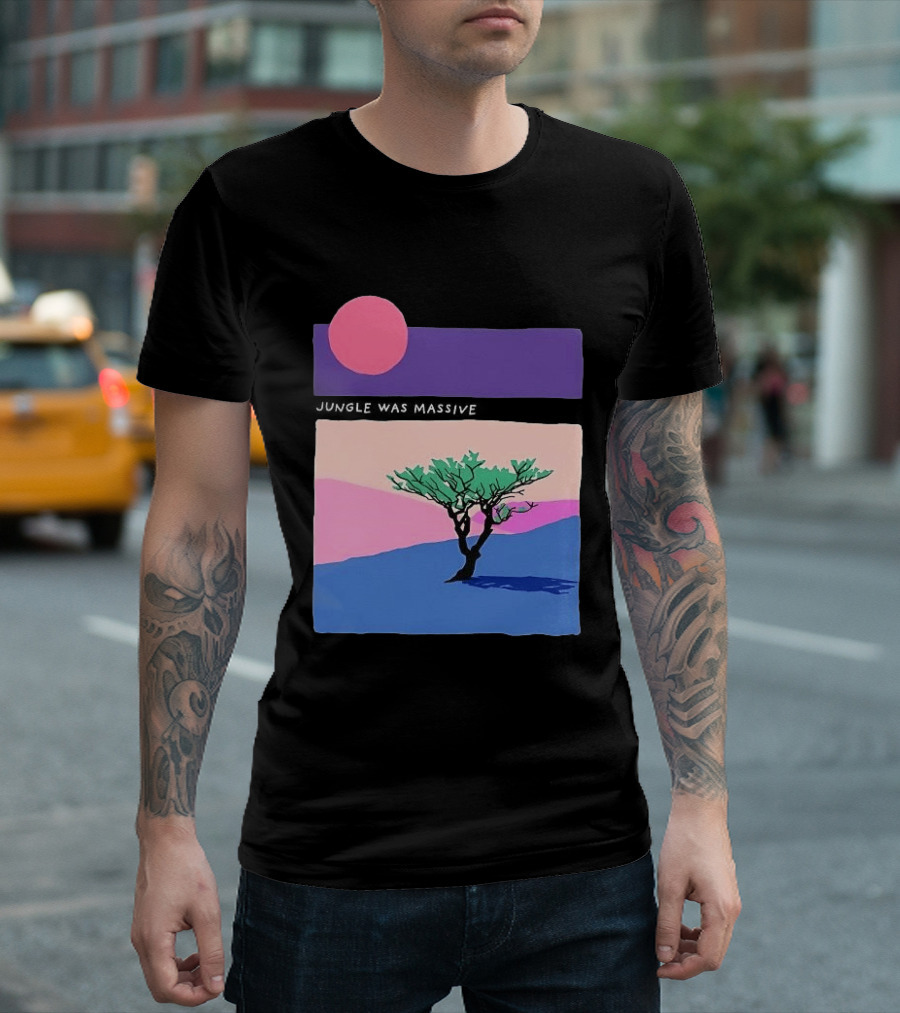 Jungle Was Massive Tree Vintage Sunset Aesthetic Nature Scene T-Shirt