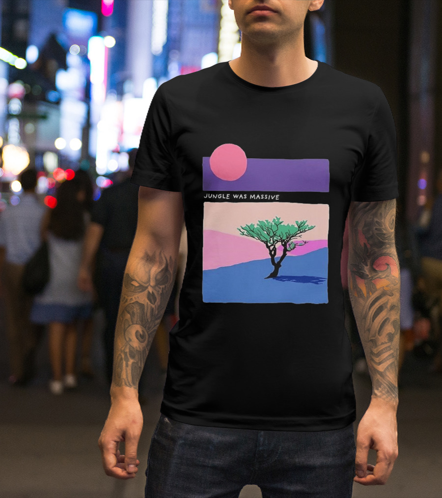 Jungle Was Massive Tree Vintage Sunset Aesthetic Nature Scene T-Shirt