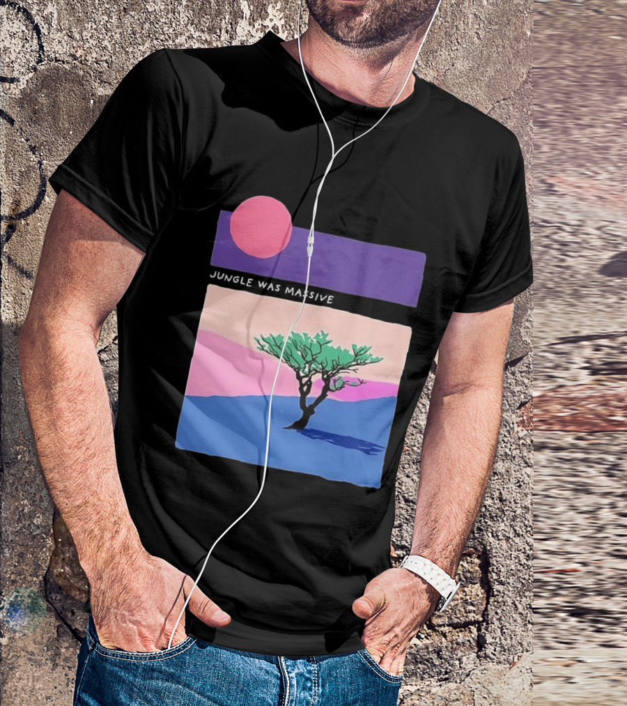 Jungle Was Massive Tree Vintage Sunset Aesthetic Nature Scene T-Shirt