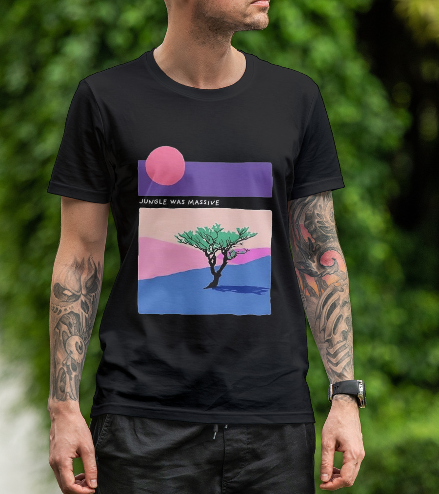Jungle Was Massive Tree Vintage Sunset Aesthetic Nature Scene T-Shirt