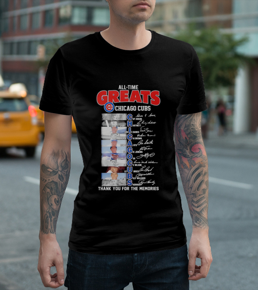 Chicago Cubs All Time Greats Legends And Signatures Thank You For The Memories T-Shirt