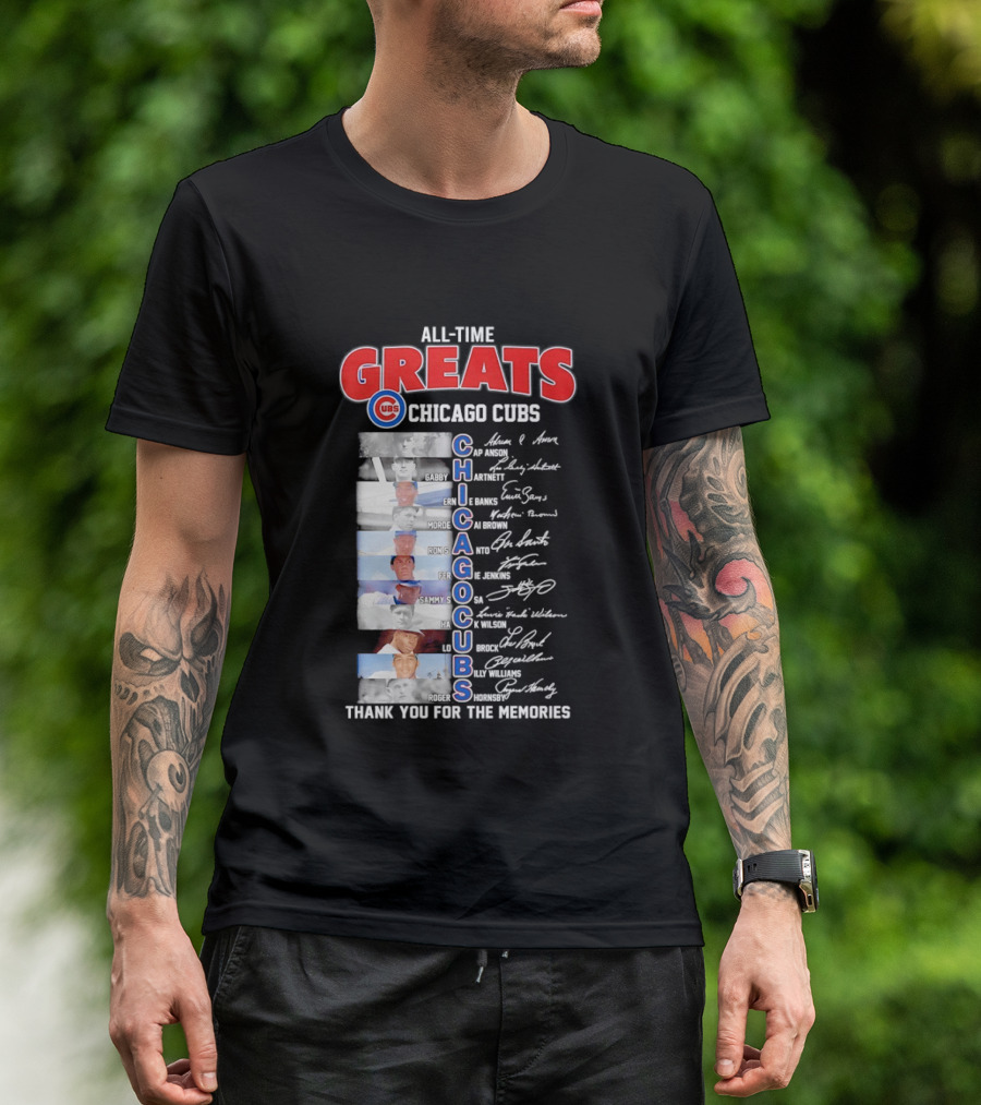 Chicago Cubs All Time Greats Legends And Signatures Thank You For The Memories T-Shirt