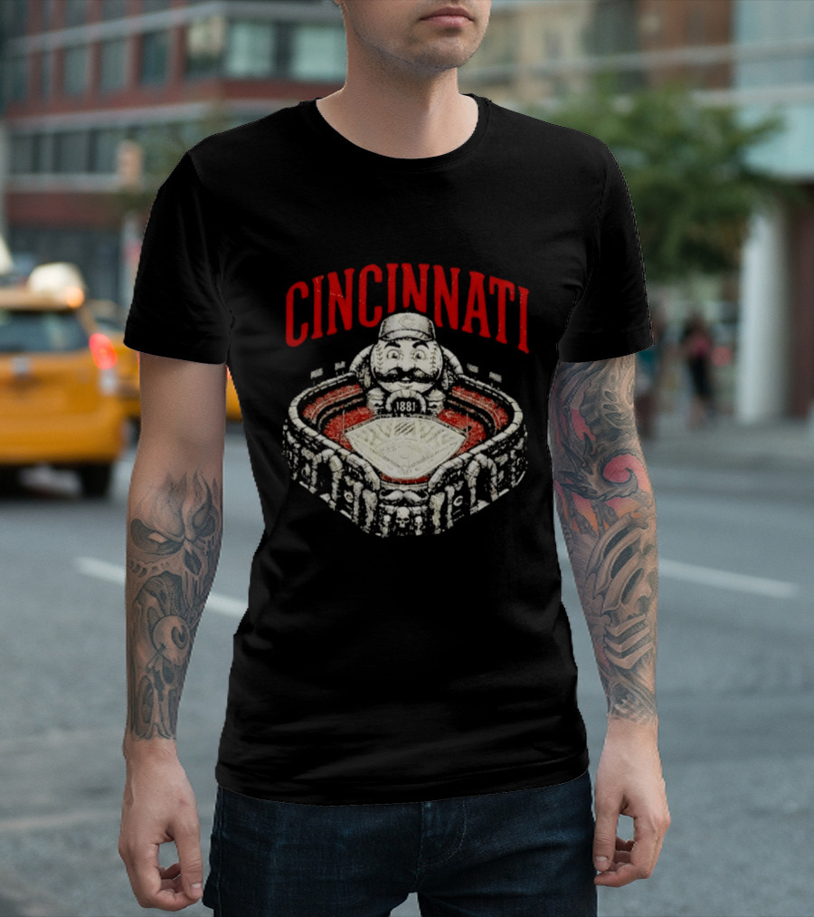 Cincinnati Reds Stadium 1881 Mascot Mashup T-Shirt