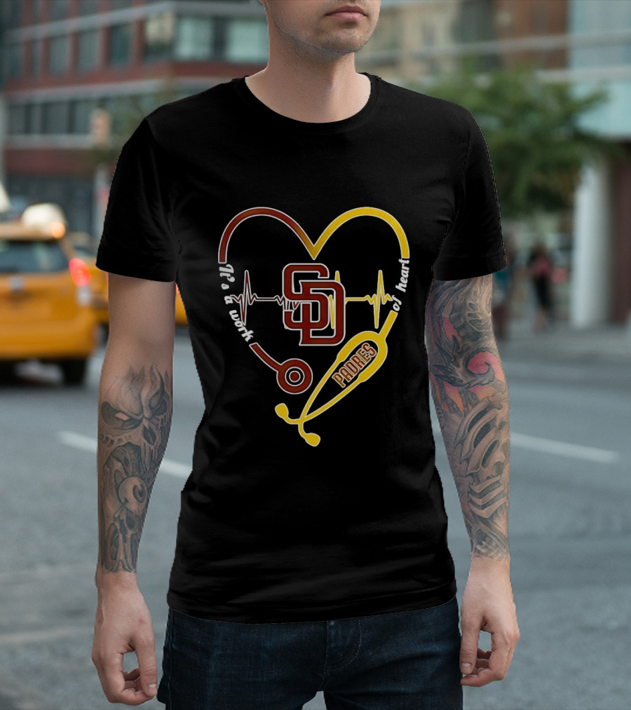 San Diego Padres Heart Soul Stethoscope Work Of Heartbeat T-Shirt