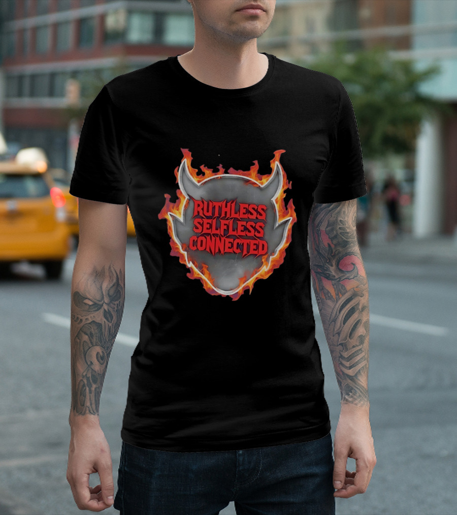 Ruthless Selfless Connected Demon Head Flames T-Shirt