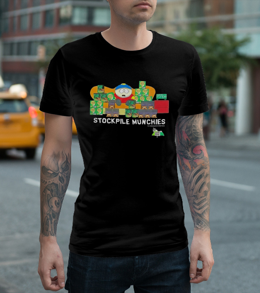 South Park Cartman Stockpile Munchies Cheesy Poofs 1159pm Cakes T-Shirt