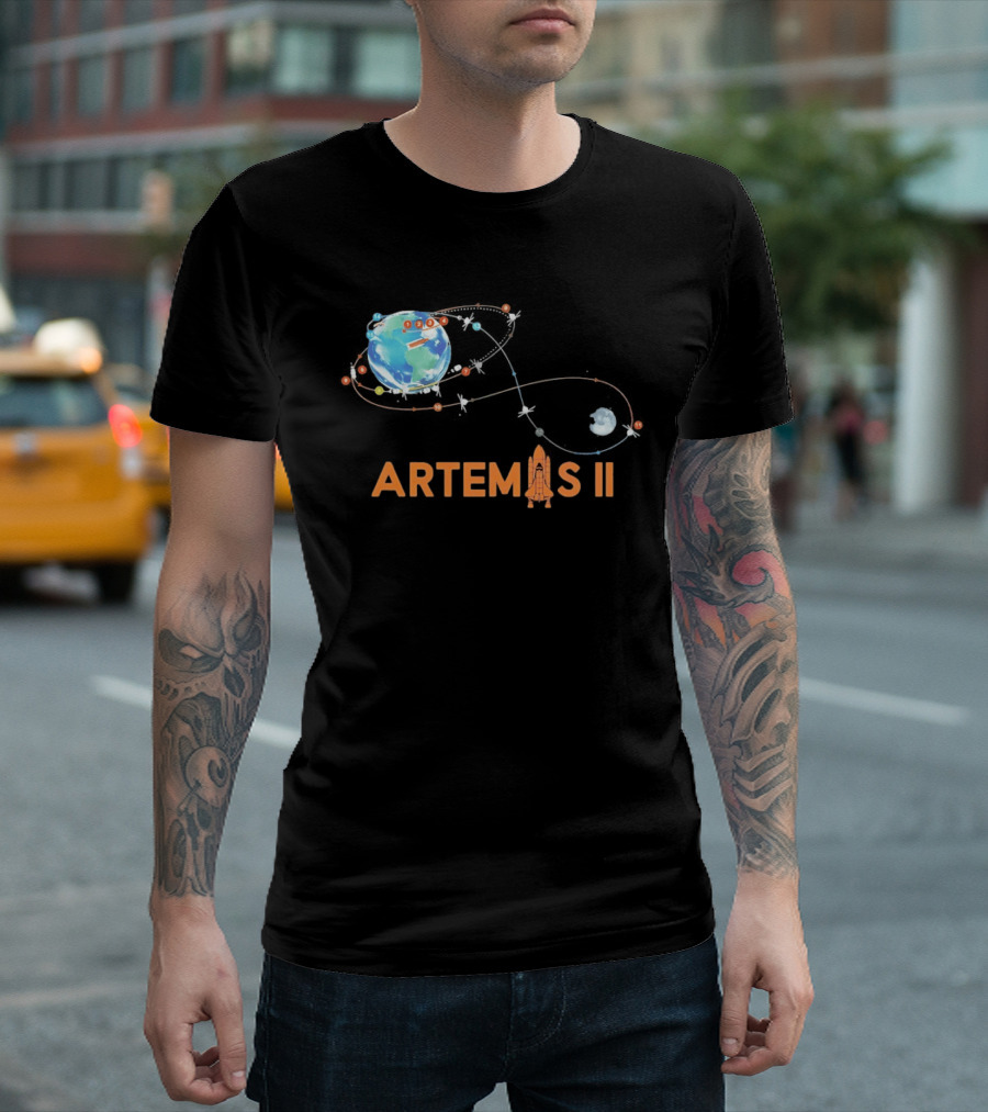 Artemis II Mission Schedule Earth To Moon Trajectory T-Shirt