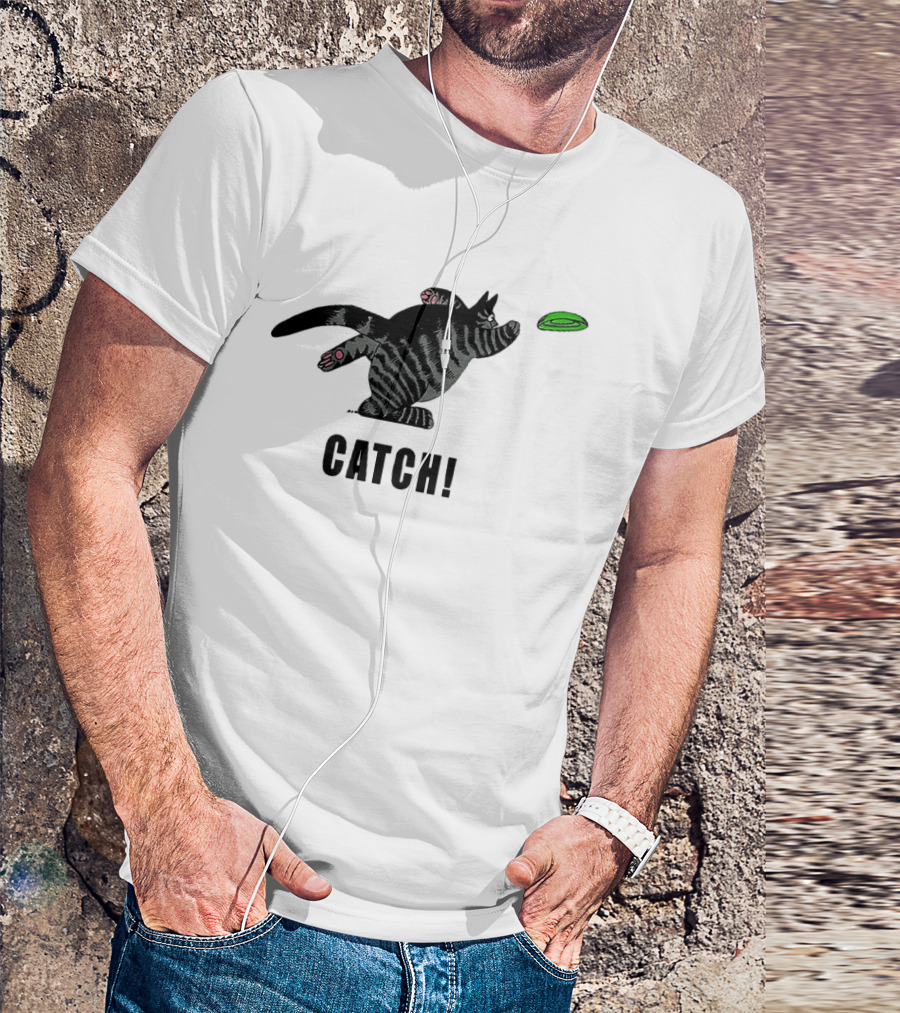 B Kliban Cat Catch Frisbee Playful Humor T-Shirt