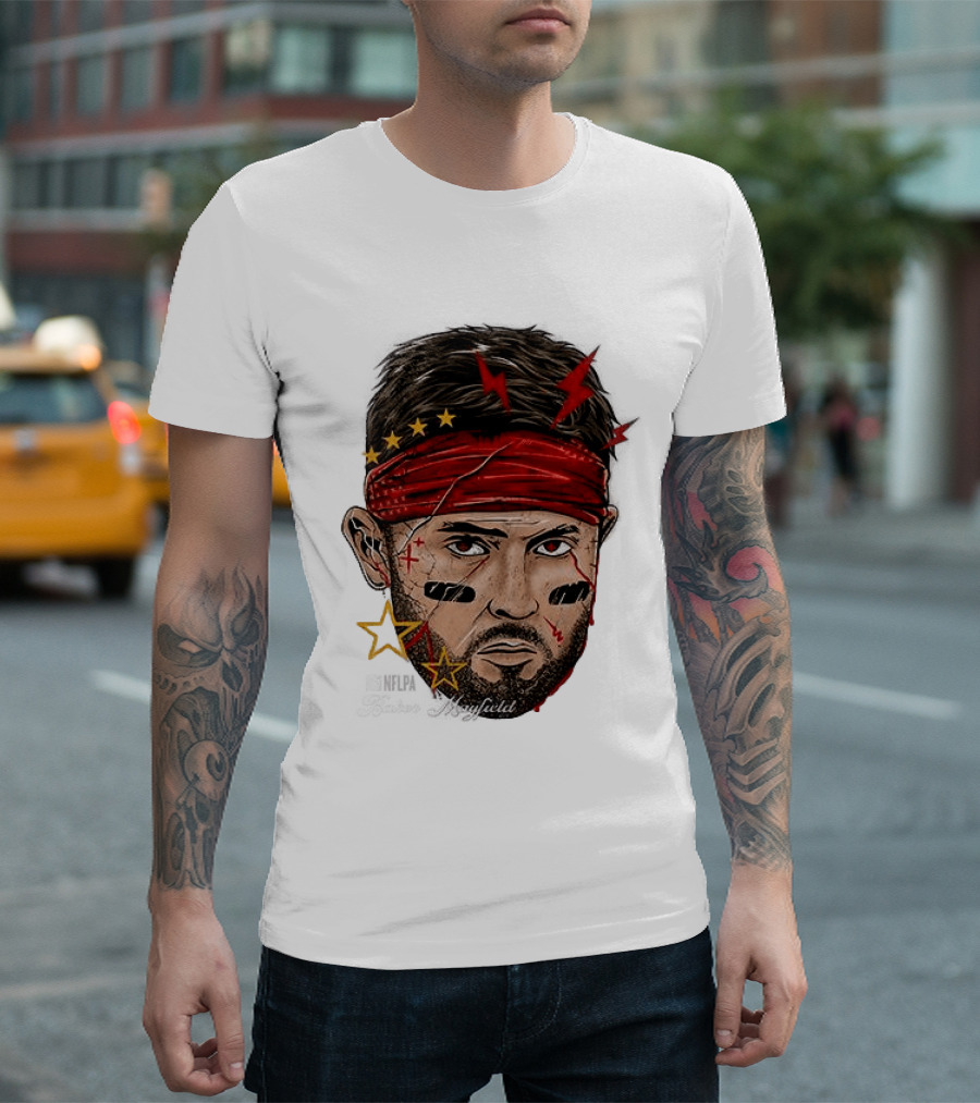 Baker Mayfield Red Bandana Star Lightning Face Paint T-Shirt