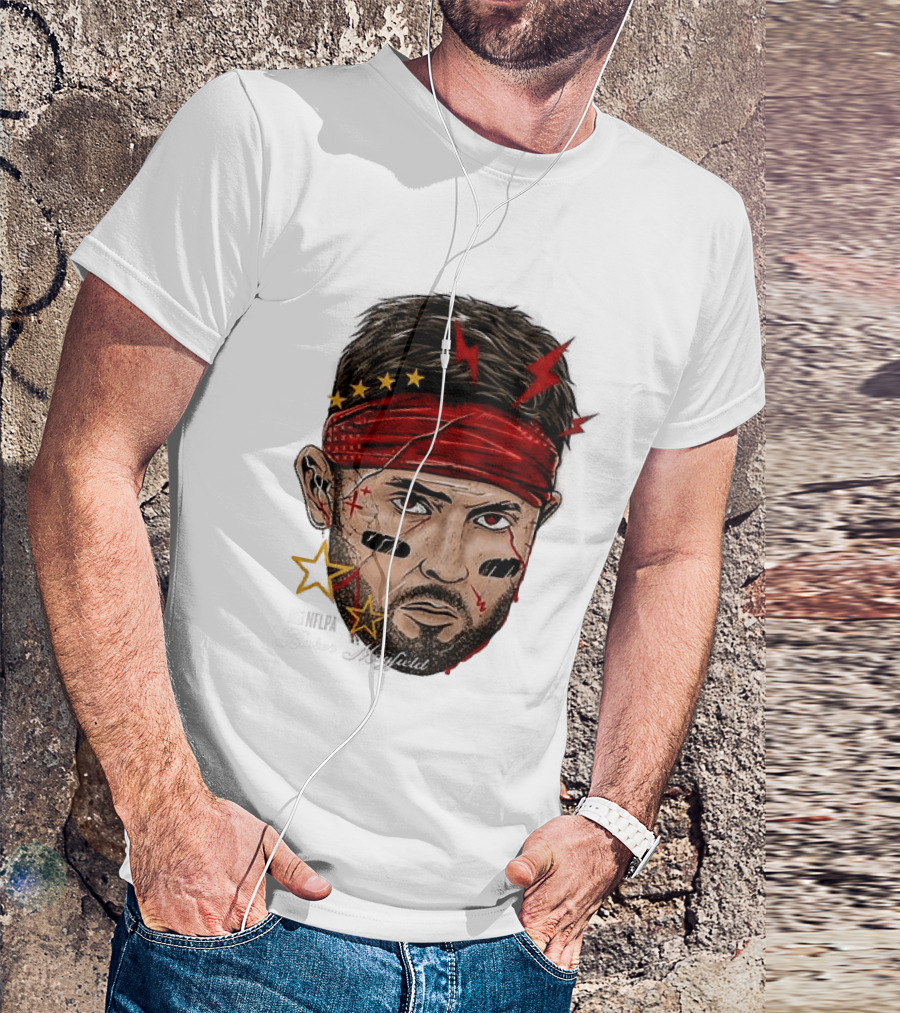 Baker Mayfield Red Bandana Star Lightning Face Paint T-Shirt
