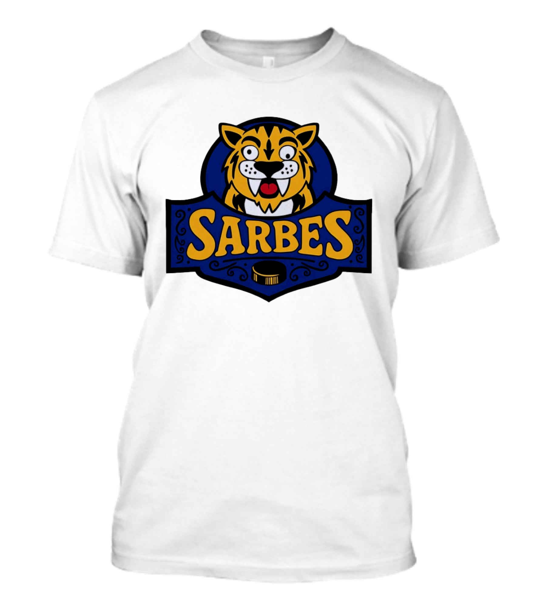 Buffalo Sarbes Hockey Tiger Mascot With Puck T-Shirt