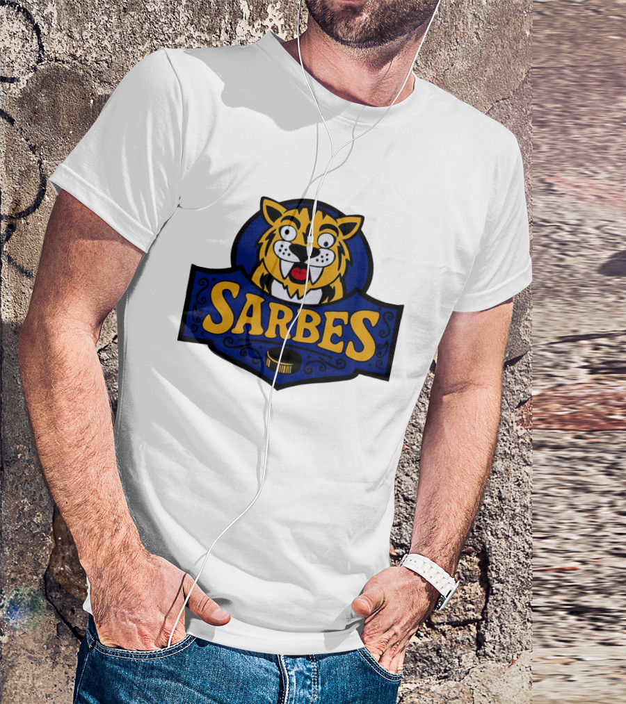 Buffalo Sarbes Hockey Tiger Mascot With Puck T-Shirt