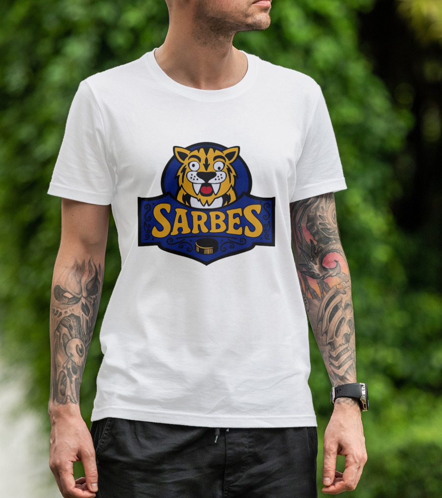 Buffalo Sarbes Hockey Tiger Mascot With Puck T-Shirt