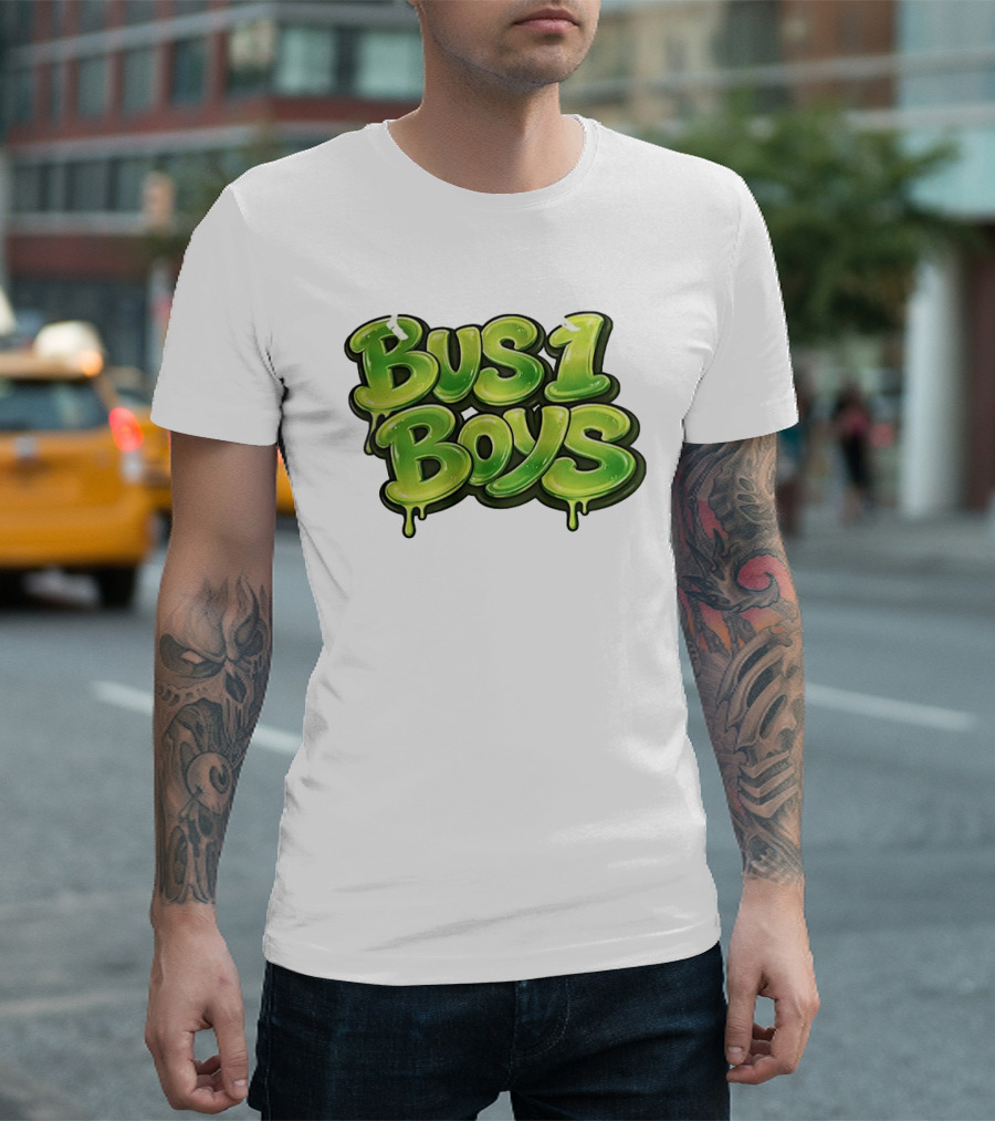 Bus 1 Boys Dripping Green Graffiti T-Shirt