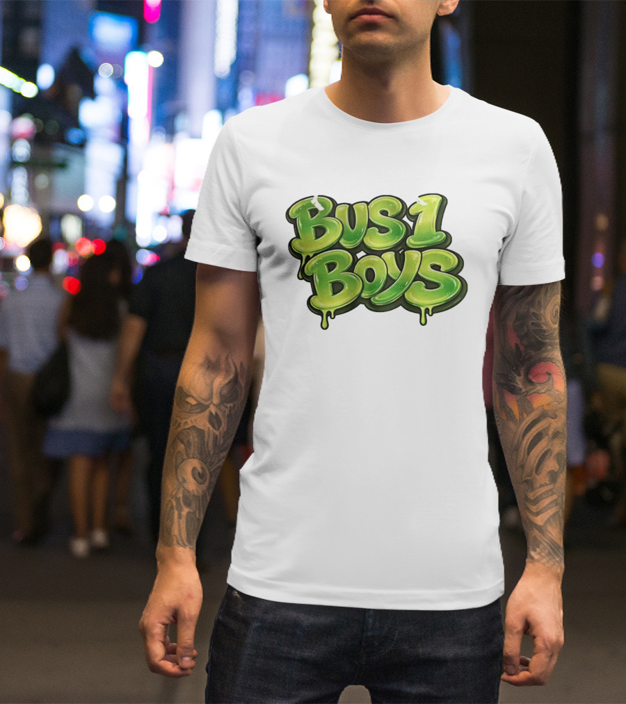 Bus 1 Boys Dripping Green Graffiti T-Shirt