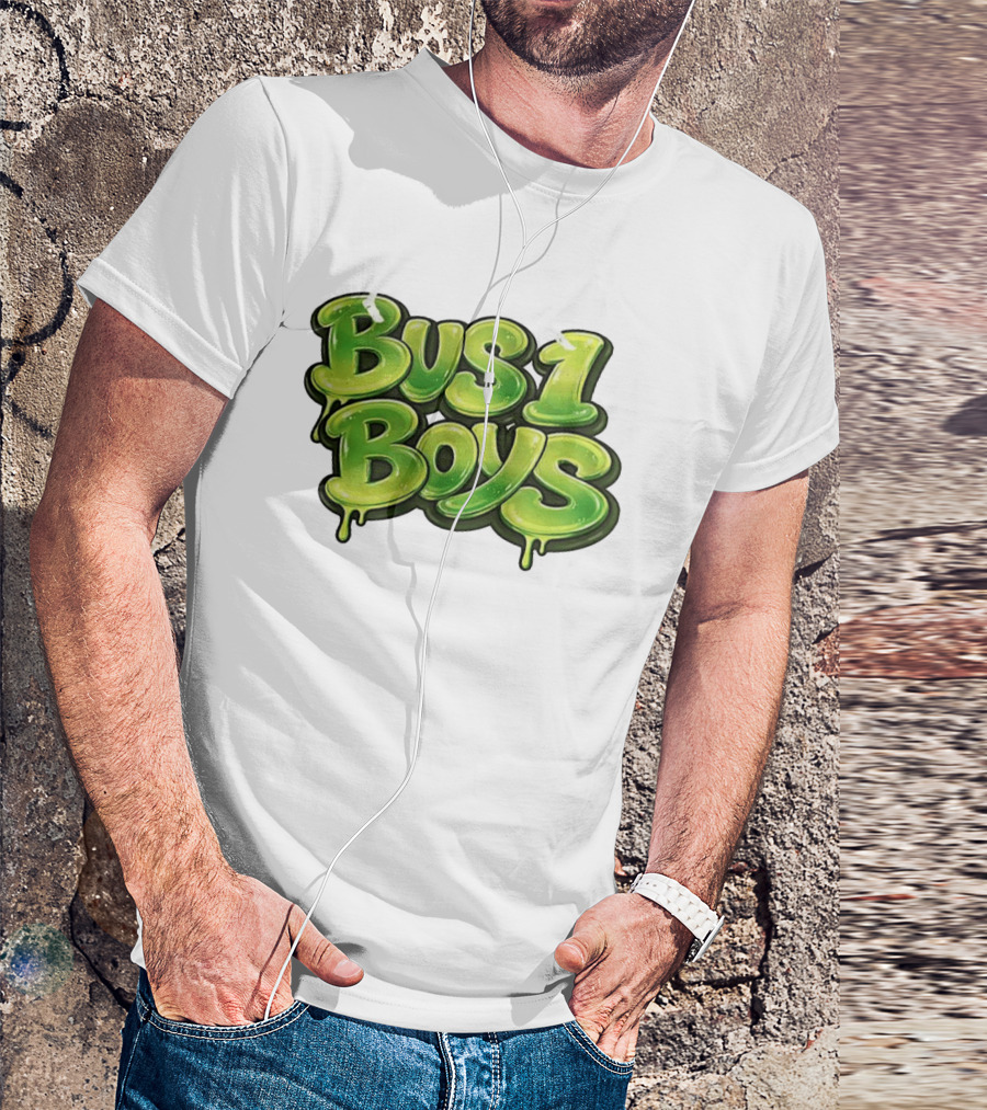 Bus 1 Boys Dripping Green Graffiti T-Shirt