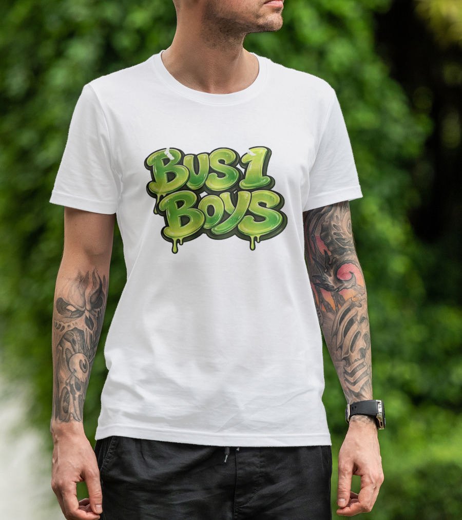 Bus 1 Boys Dripping Green Graffiti T-Shirt