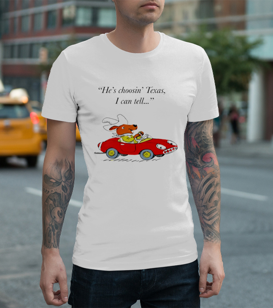 Richard Scarry Dingo He's Choosin' Texas I Can Tell Red Car T-Shirt