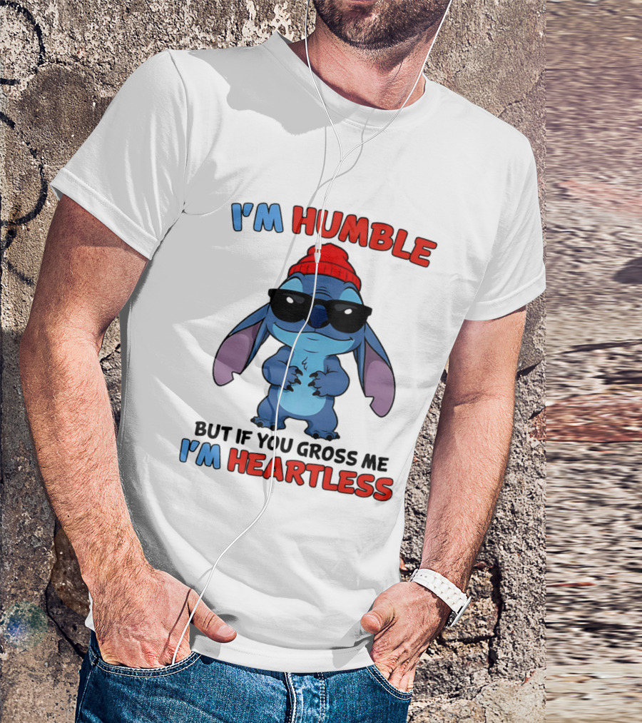 I'm Humble But If You Gross Me I'm Heartless Stitch Sunglasses Red Beanie T-Shirt