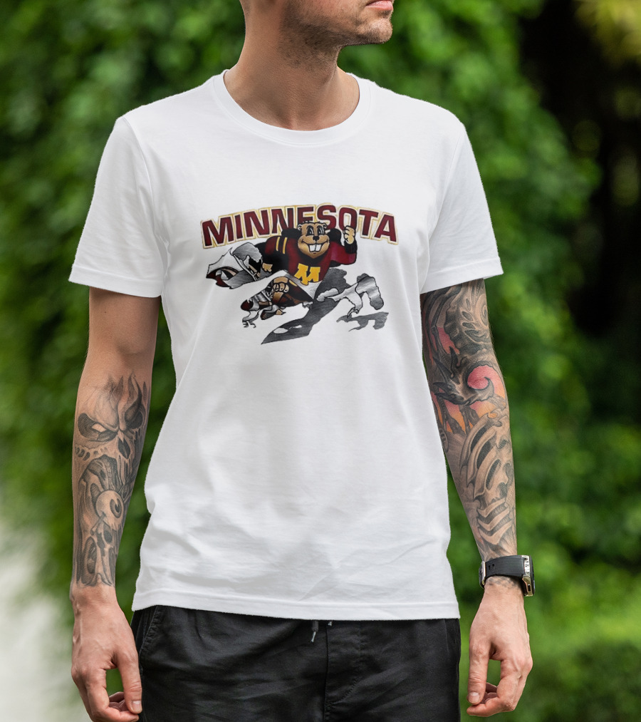 Minnesota Golden Gophers Mascot Bursting Through T-Shirt