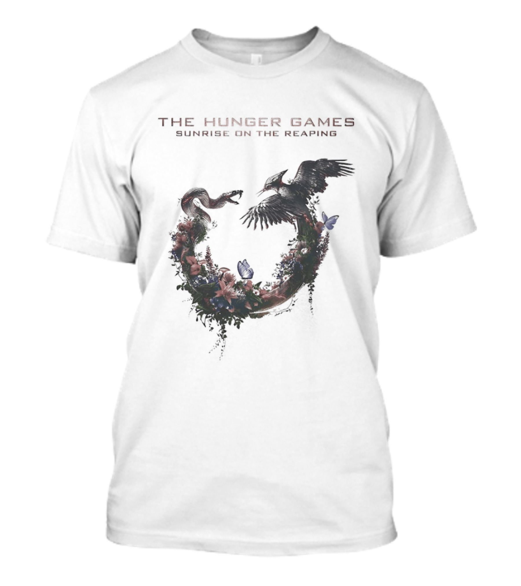 The Hunger Games Sunrise On The Reaping Snake And Bird Wreath T-Shirt