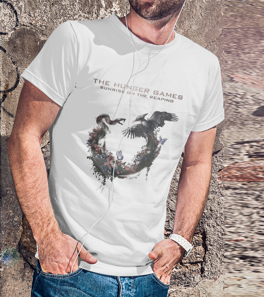 The Hunger Games Sunrise On The Reaping Snake And Bird Wreath T-Shirt