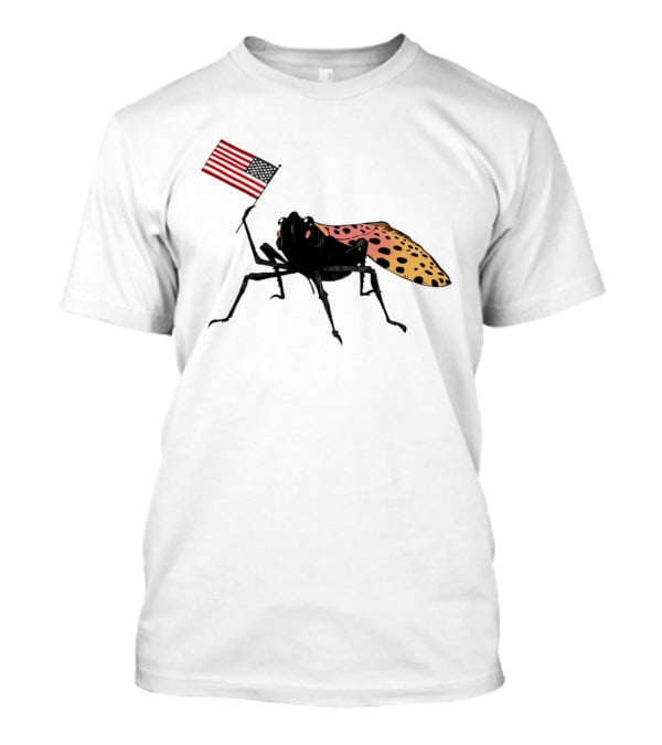 Spotted Lanternfly Holding USA Flag T-Shirt