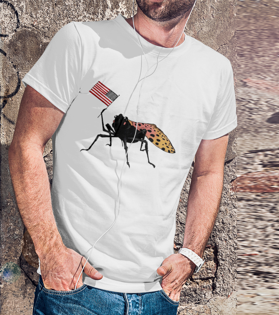 Spotted Lanternfly Holding USA Flag T-Shirt
