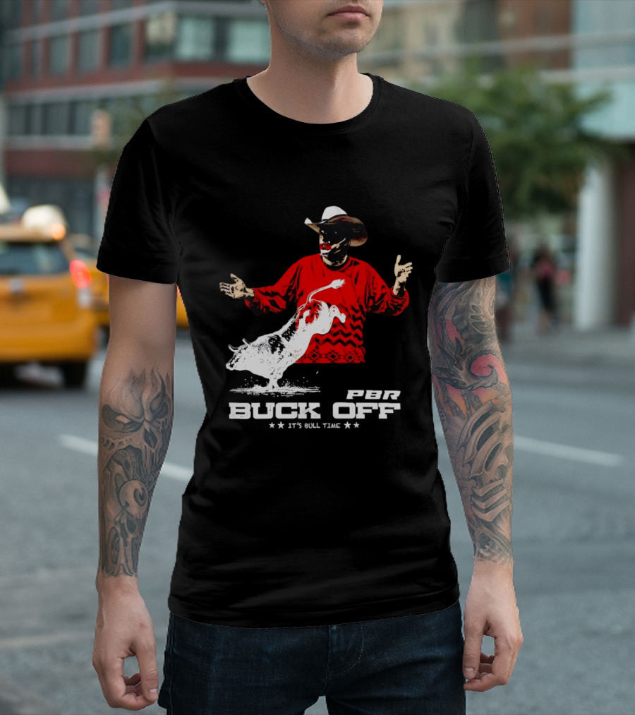 PBR Flint Buck Off It's Bull Time Cowboy Hat Bull Rider Red Sweater T-Shirt