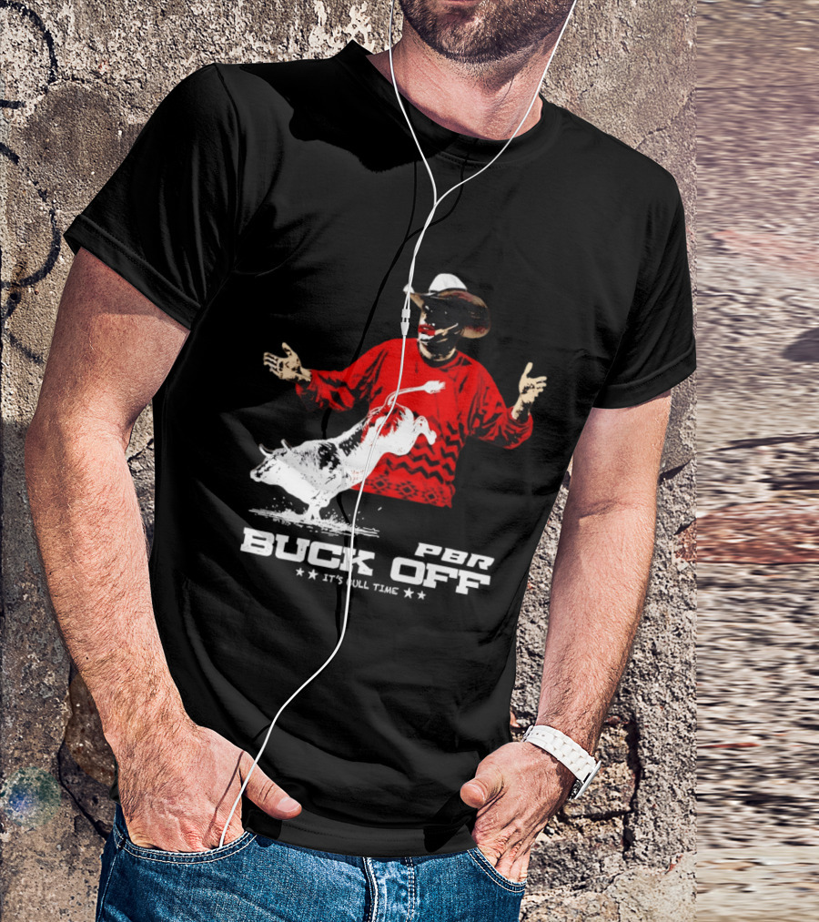 PBR Flint Buck Off It's Bull Time Cowboy Hat Bull Rider Red Sweater T-Shirt