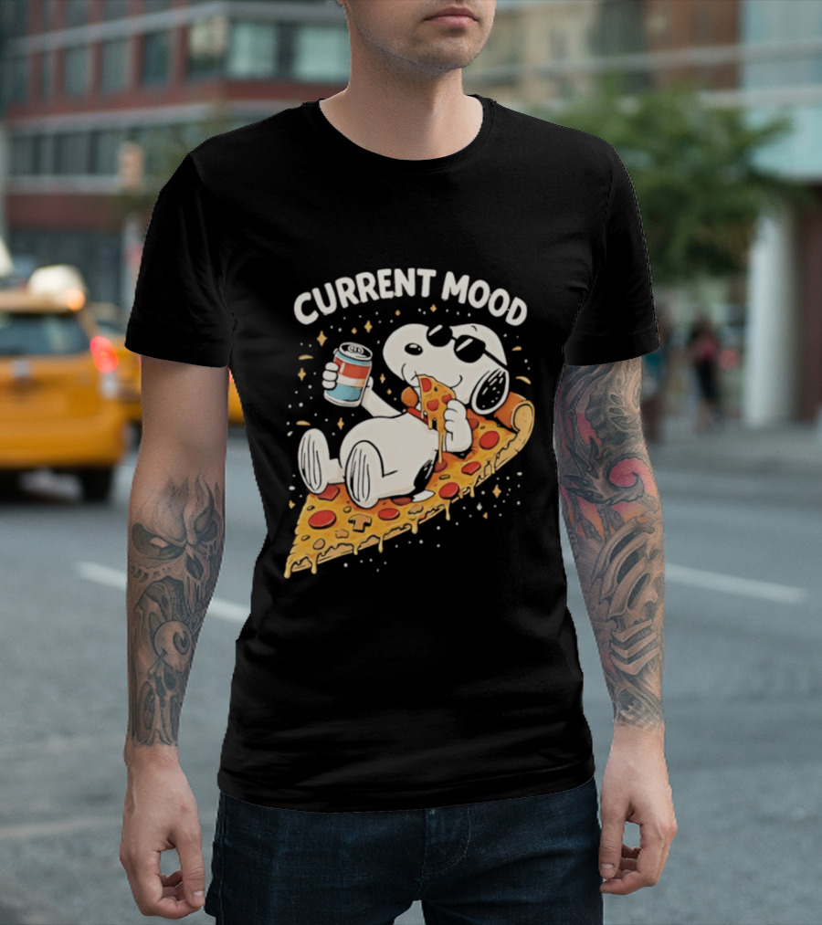Current Mood Snoopy Relaxing Eating Pizza On A Slice T-Shirt