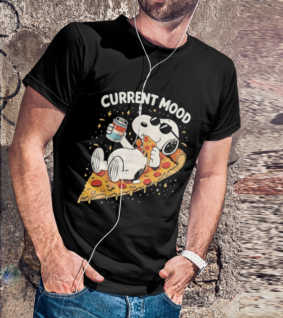 Current Mood Snoopy Relaxing Eating Pizza On A Slice T-Shirt