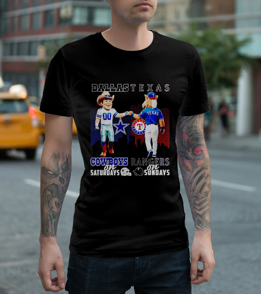 Dallas Texas Cowboys Rangers Skyline Texas Rangers T-Shirt