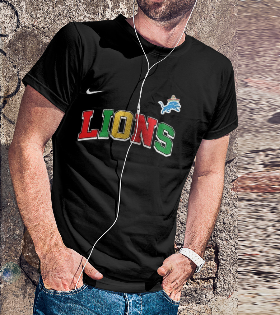 Detroit Lions Cinco De Drinko Bitchachos Sombrero Skeleton T-Shirt