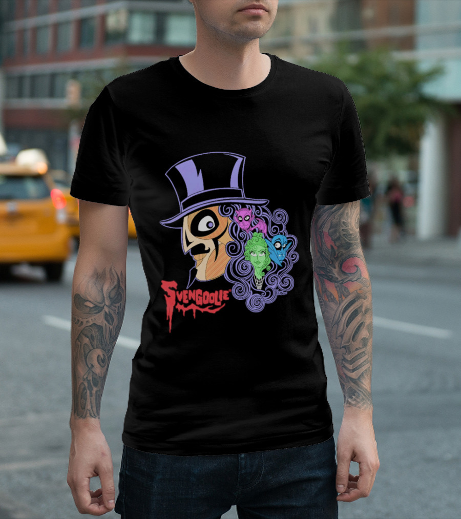 Svengoolie Cartoon Ghoul Faces And Purple Top Hat T-Shirt
