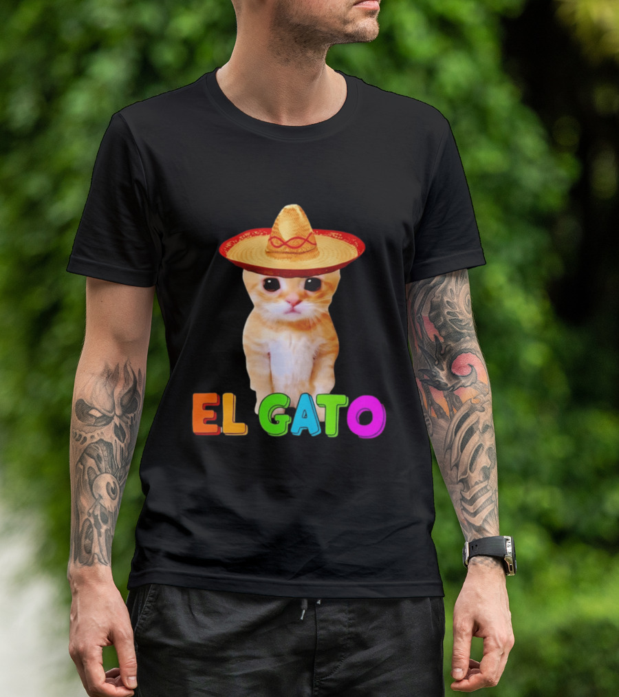 El Gato Cat Sombrero Hat Mexican Fiesta Fun Pet T-Shirt