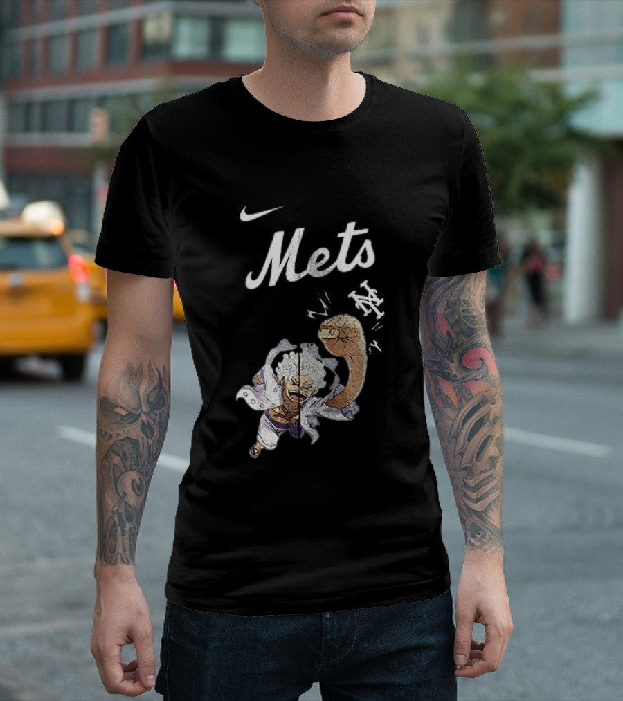 New York Mets X One Piece Luffy Nike Collaboration T-Shirt