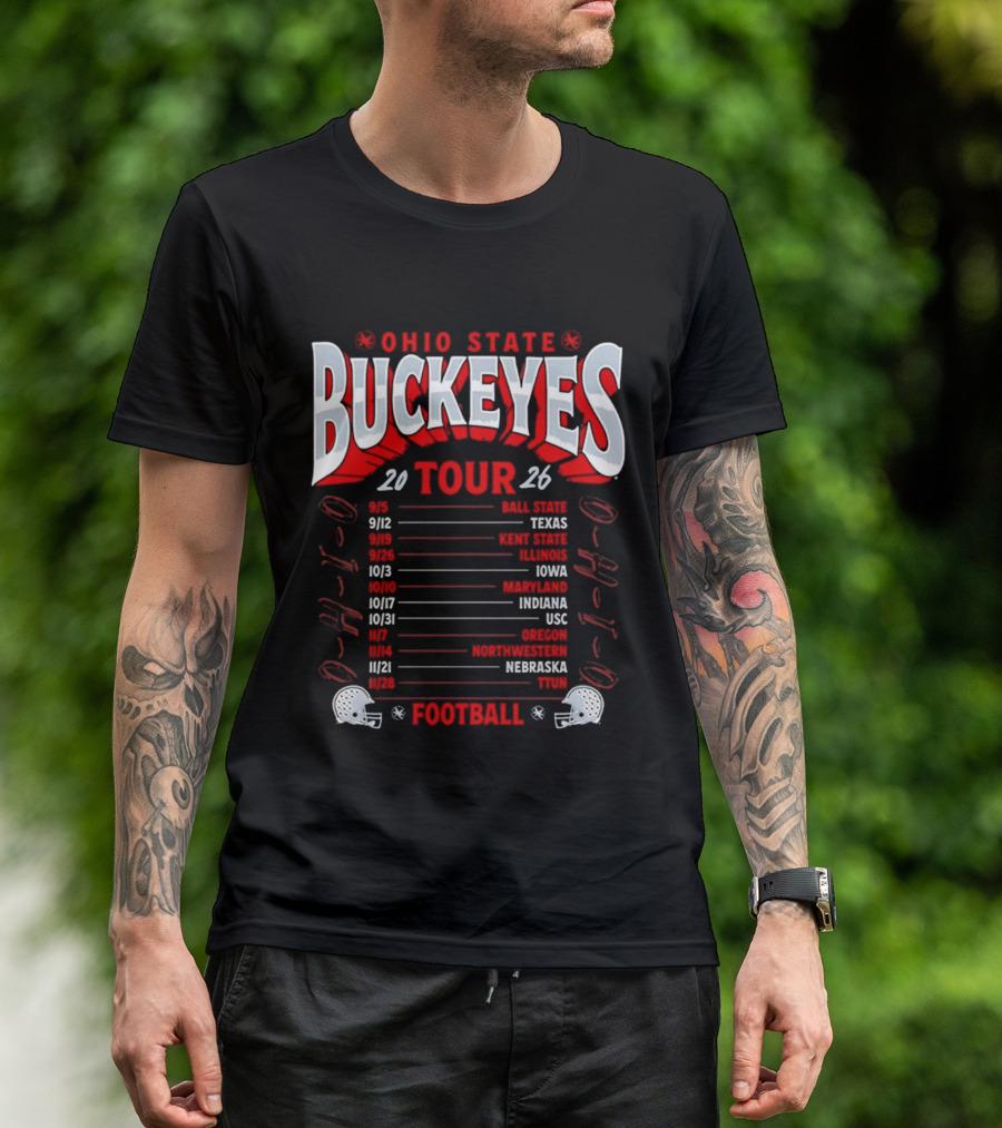 Ohio State Buckeyes 2026 Football Tour Schedule With Game Dates And Teams T-Shirt