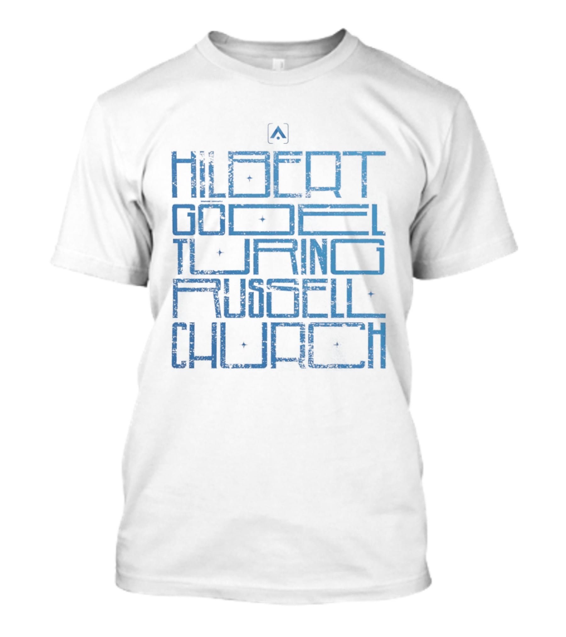 Hilbert Gödel Turing Russell Church Text Block Maze T-Shirt