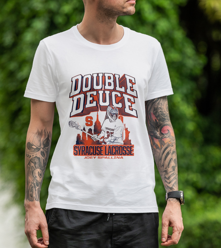 Double Deuce Syracuse Lacrosse Joey Spallina City Skyline T-Shirt
