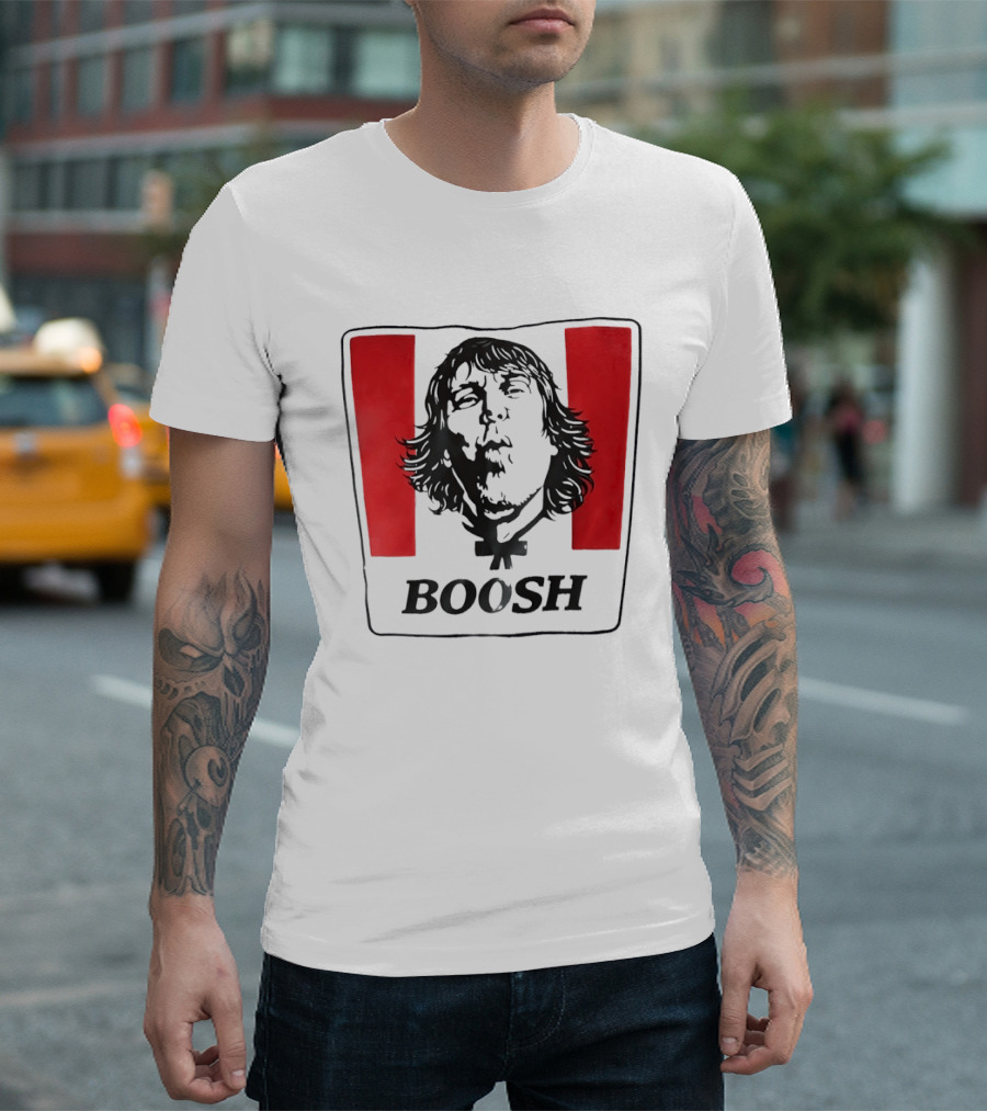 The Mighty Boosh Boosh Face Red Stripes T-Shirt