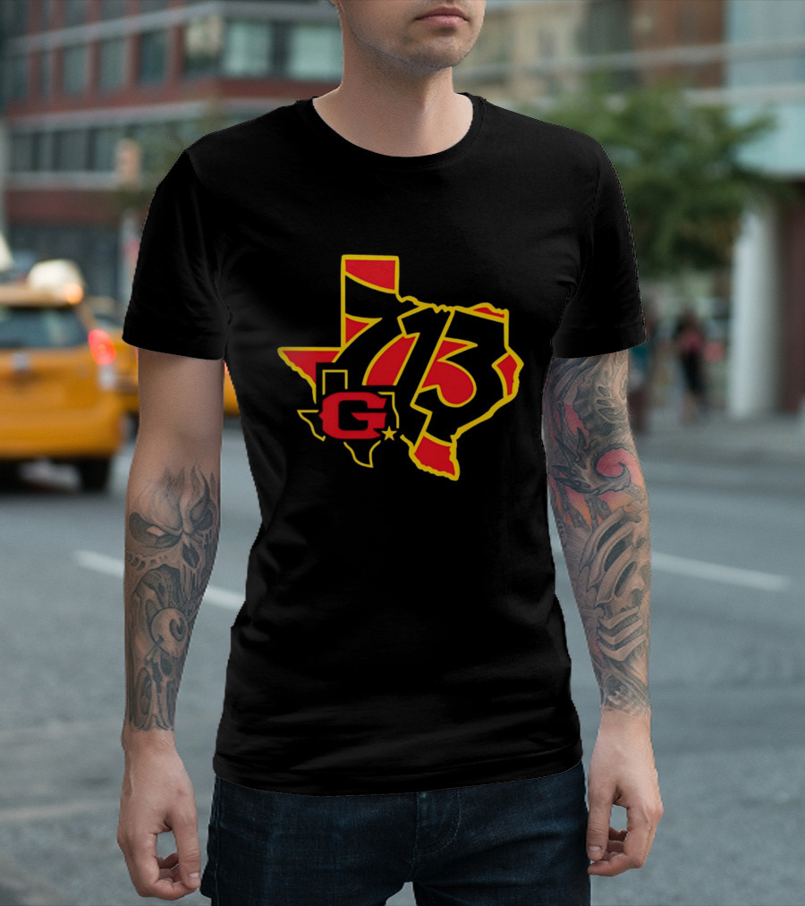 Houston Gamblers 713 Area Code Texas Map T-Shirt