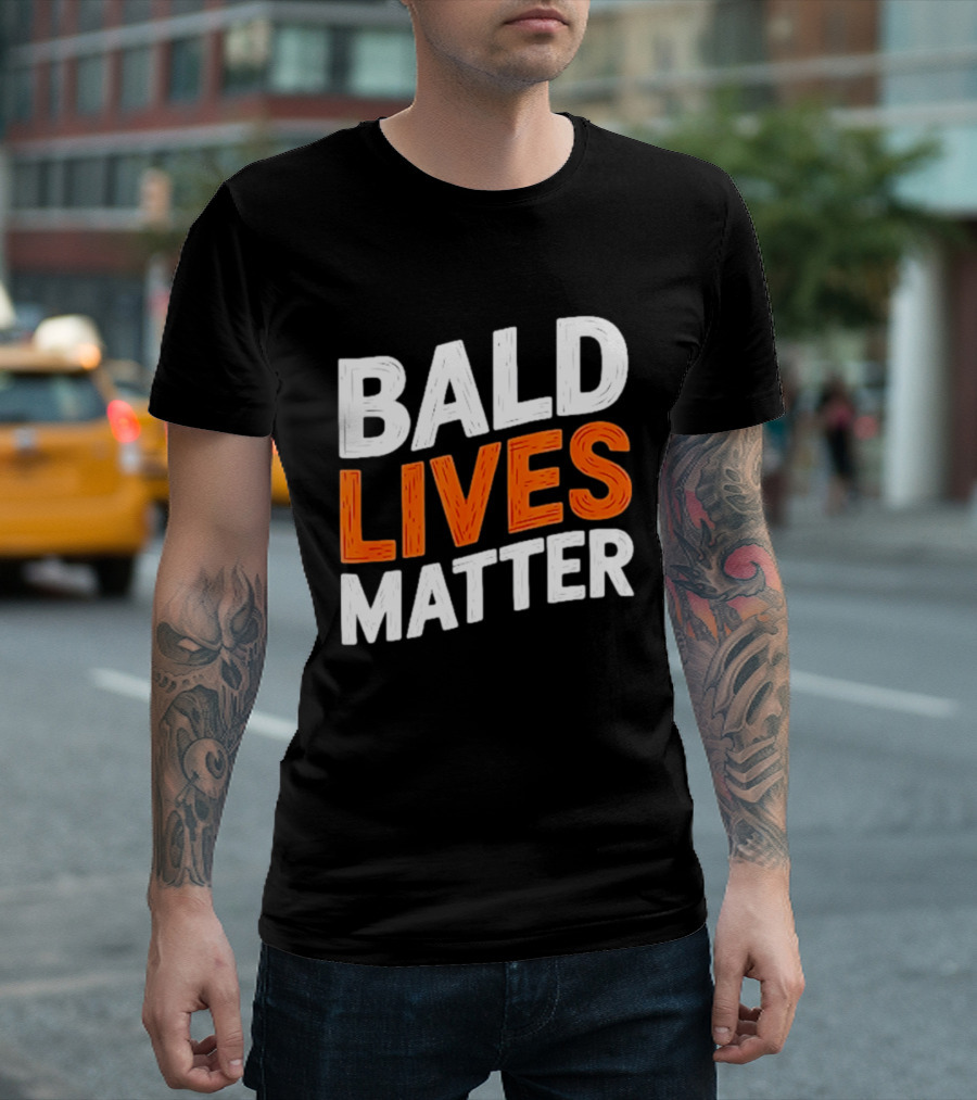Bald Lives Matter Bold White And Orange T-Shirt