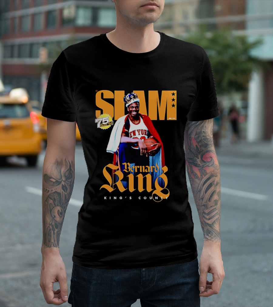 Bernard King New York Knicks Slam June 1995 King's County 75 Before 94 T-Shirt