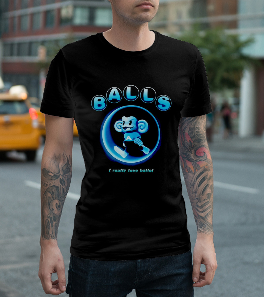 Super Monkey Ball I Really Love Balls A Blue Monkey T-Shirt