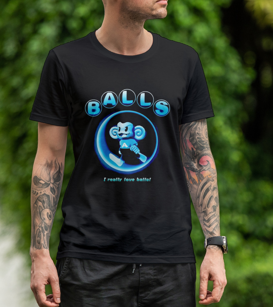 Super Monkey Ball I Really Love Balls A Blue Monkey T-Shirt