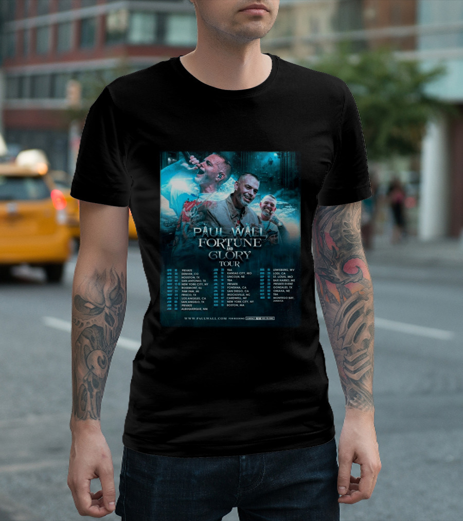 Paul Wall Fortune And Glory Tour 2026 Dates And Locations T-Shirt